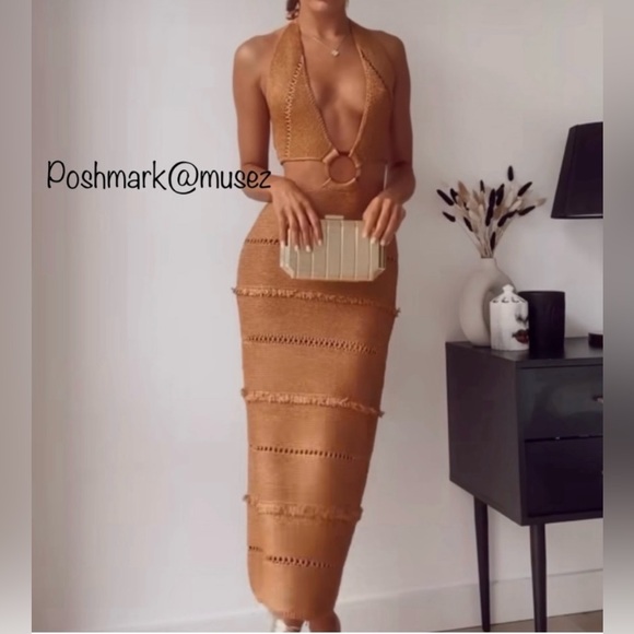 ZARA BUCKLED METALLIC THREAD KNIT DRESS SIZA LARGE - Picture 11 of 13